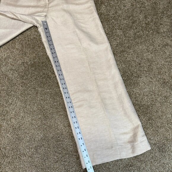 Calvin Klein Whitney Linen Wide Leg Pants Womens 12 Beige Cottage Core Coastal - Picture 8 of 16
